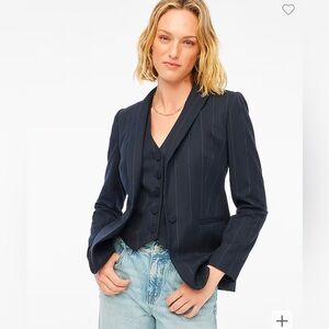 NWT J. Crew Navy Blue Tailored Pinstripe Blazer CB442